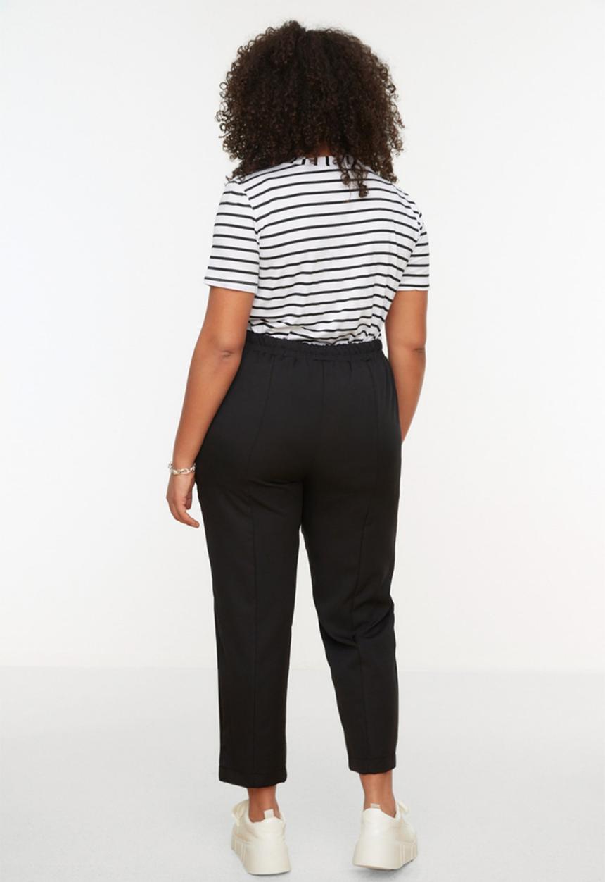 Trendyol - Plus elastic waist carrot fit woven trousers  - black