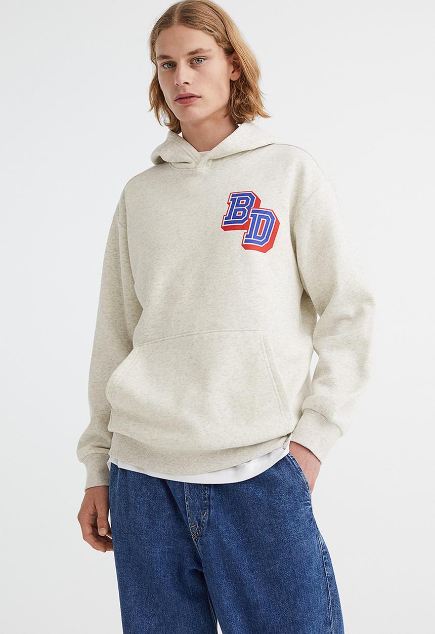 H&M - Relaxed fit hoodie - light grey marl/bd