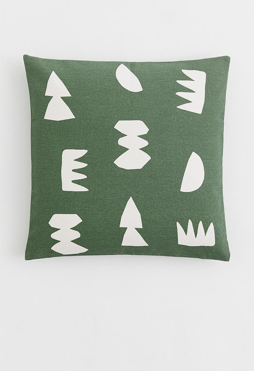H&M - Cotton canvas cushion cover - green/multi