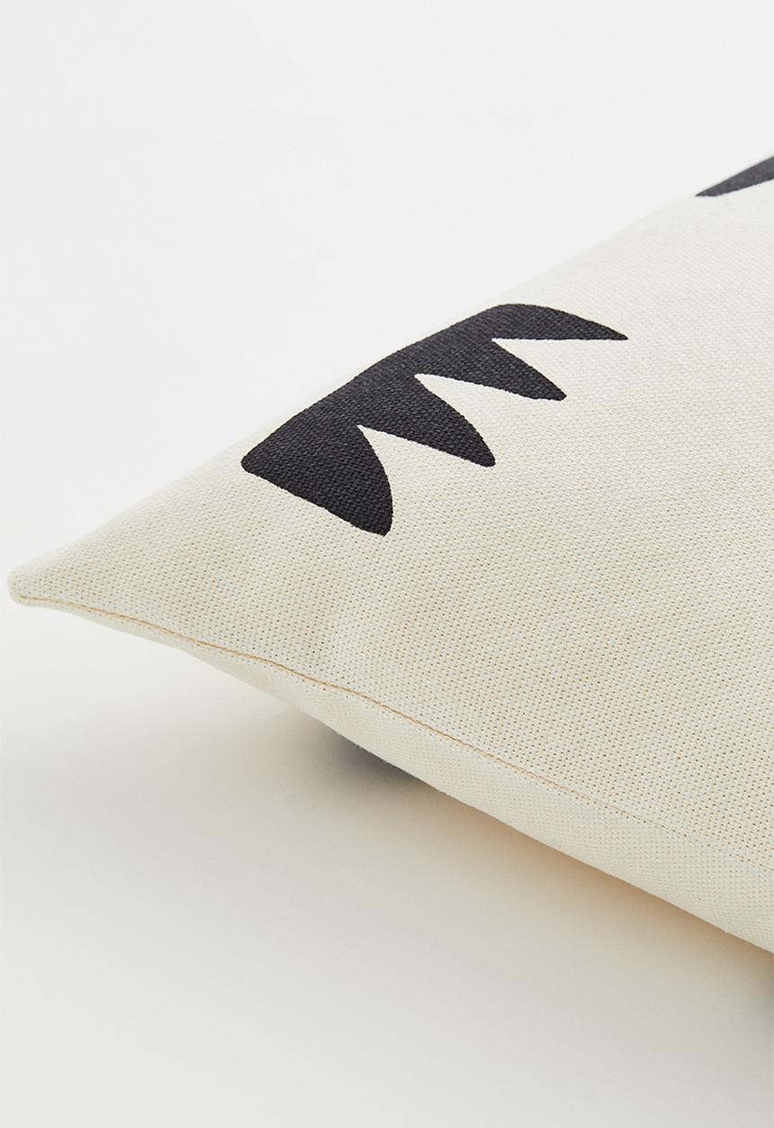 H&M - Cotton canvas cushion cover - multi/white