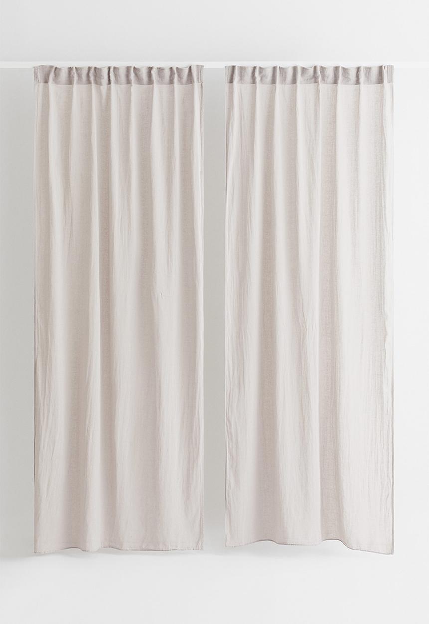 H&M - 2-pack multiway linen-blend curtains - beige