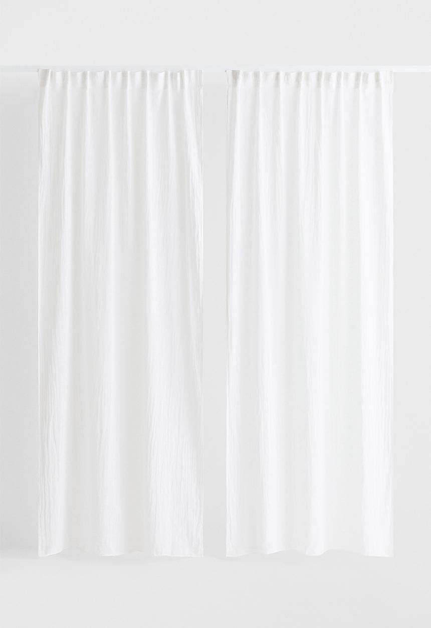 H&M - 2-pack multiway linen-blend curtains - white