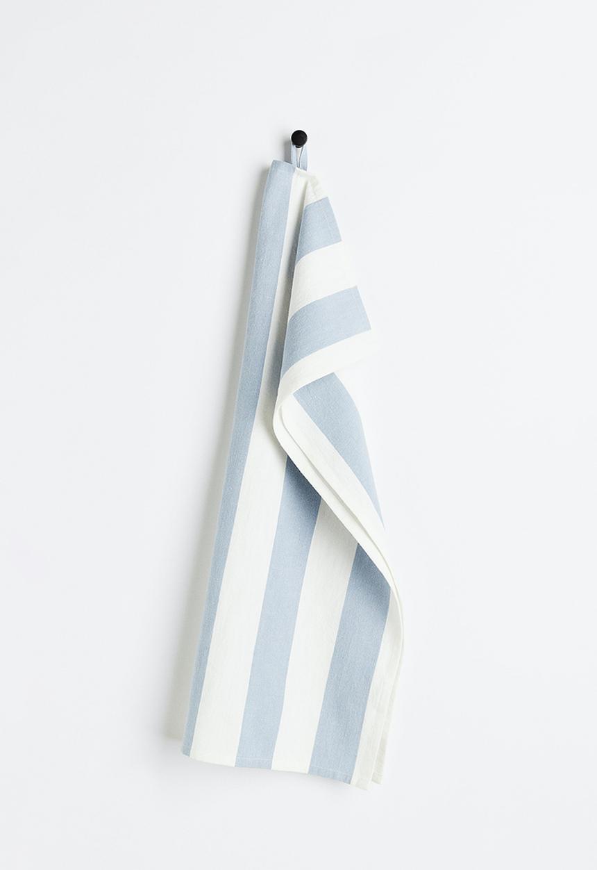H&M - Striped linen-blend tea towel - blue/multi