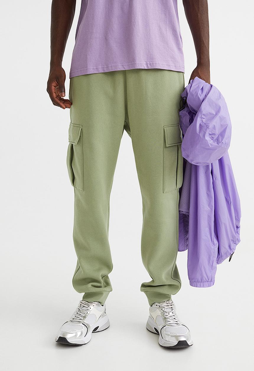 H&M - Cargo sweatpants - light khaki green