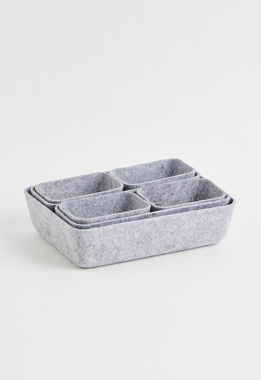 H&M - 7-piece felted storage basket set - grey