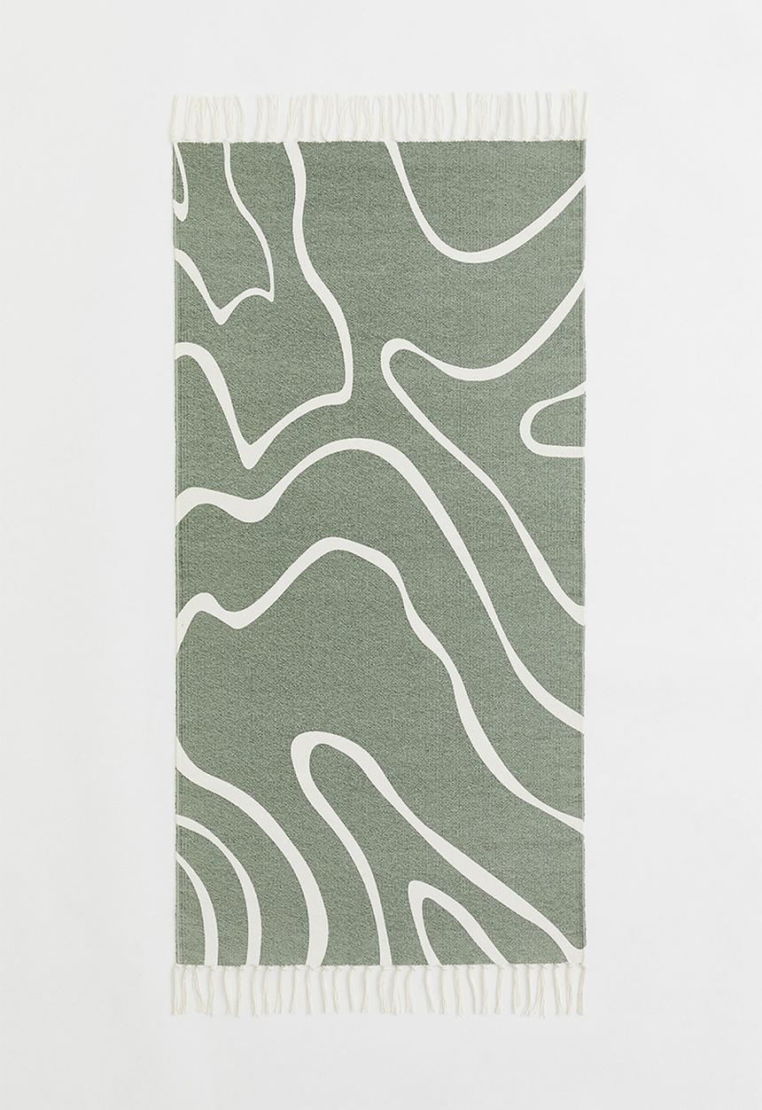 H&M - Patterned cotton rug - green/multi