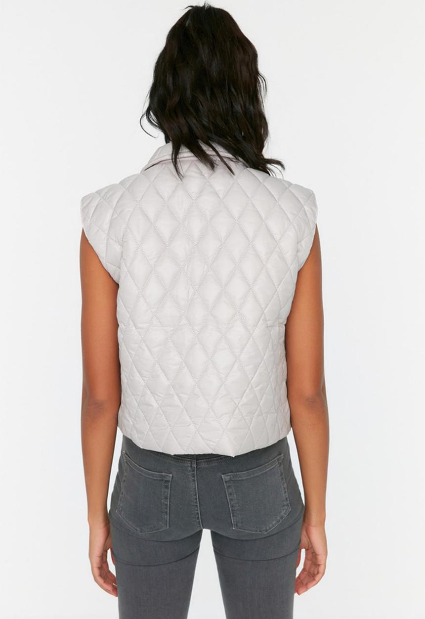 Trendyol - Crop quilted vest - stone