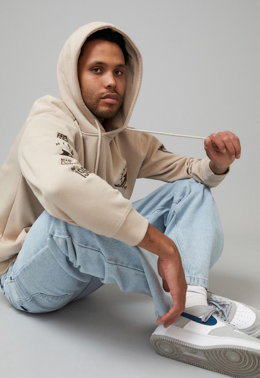 Factorie - Oversized nfl hoodie - lcn nfl beige/dolphins multi