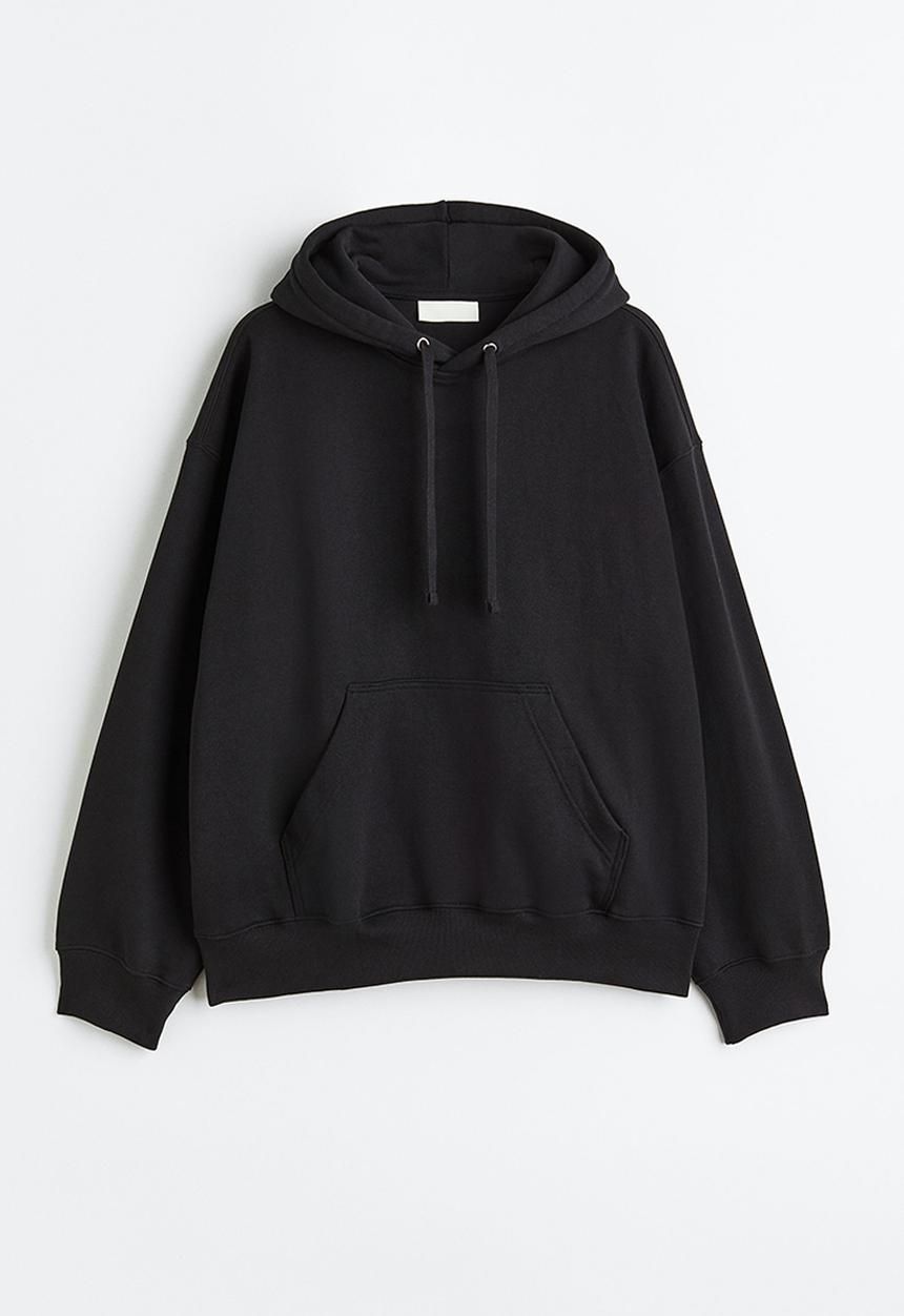 H&M - Oversized fit cotton hoodie - black