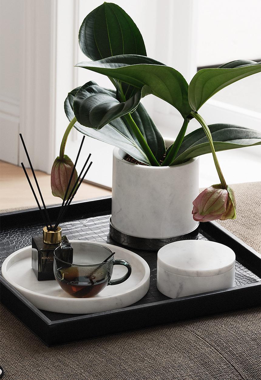 H&M - Round marble tray - white