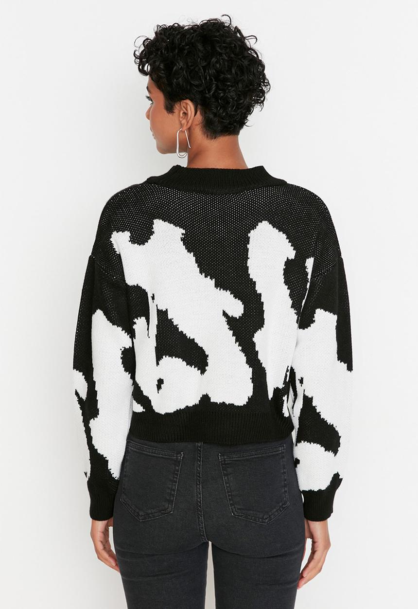 Trendyol - Abstract print sweater - black/white