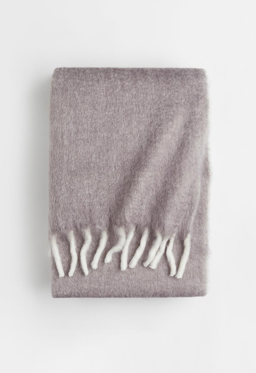 H&M - Soft wool-blend blanket - grey/multi