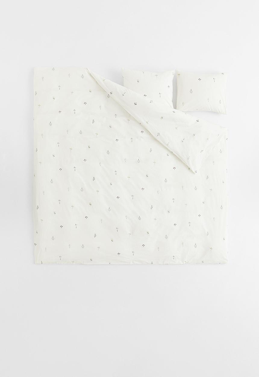 H&M - Cotton double/king duvet cover set - white/multi