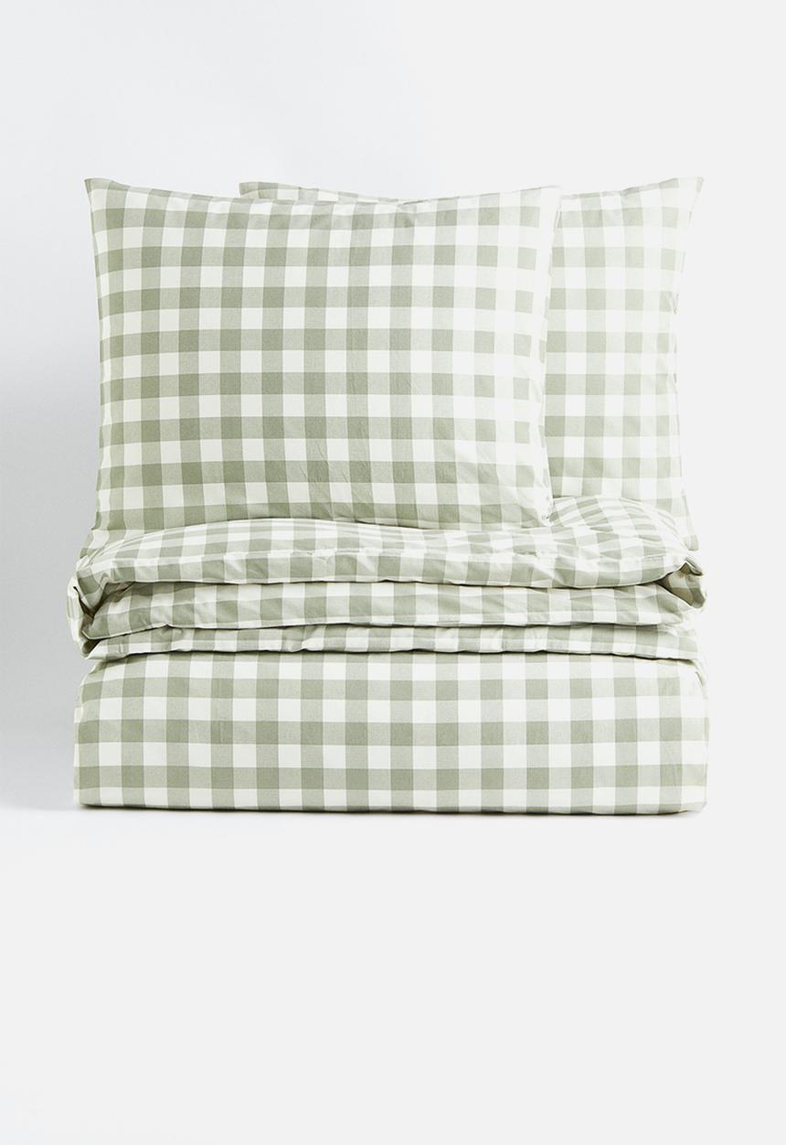 H&M - Patterned double duvet cover set - green/multi