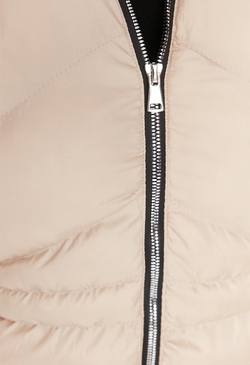 Trendyol - Plus hooded faux fur coat with zipper - beige