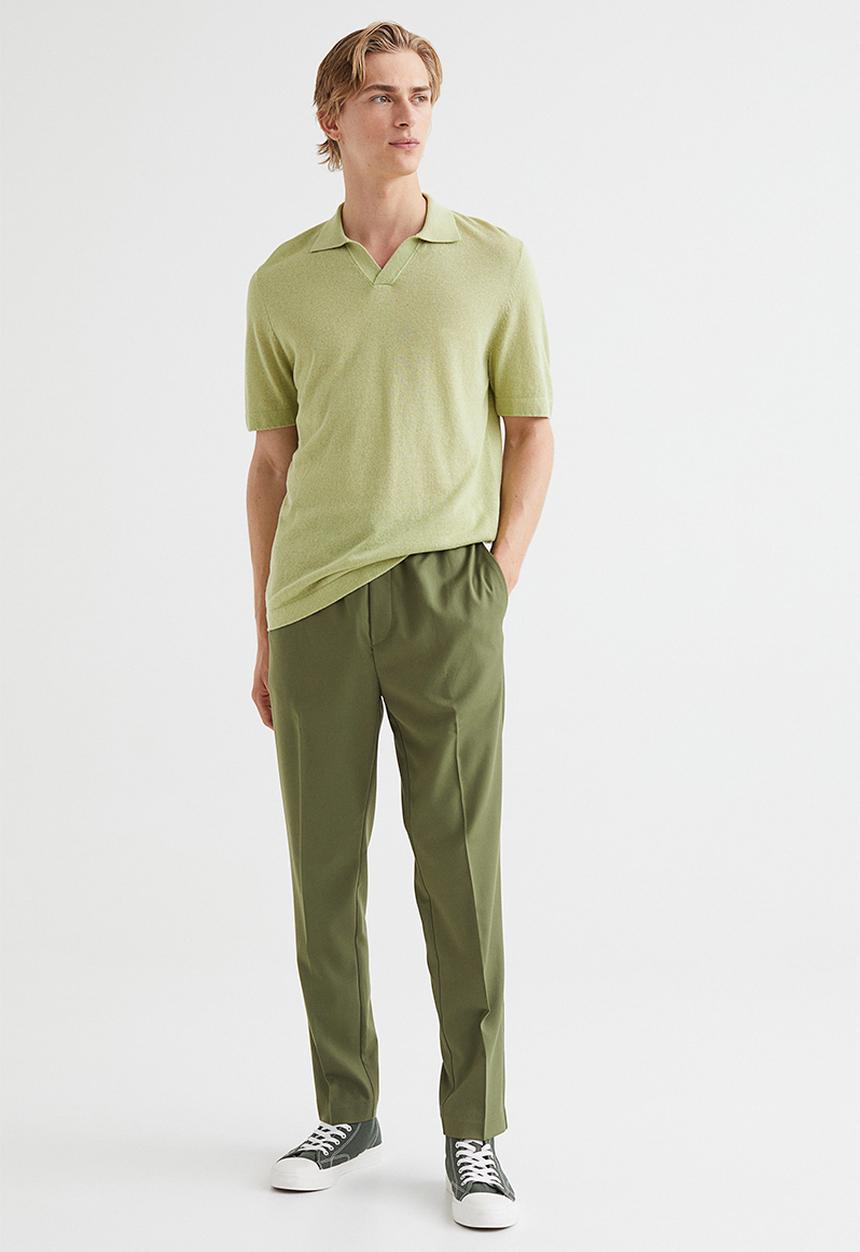 H&M - Slim fit joggers - khaki green