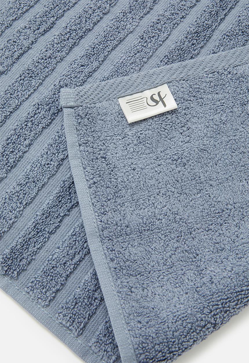 Sixth Floor - Ribbed zero twist woven towel - soft blue
