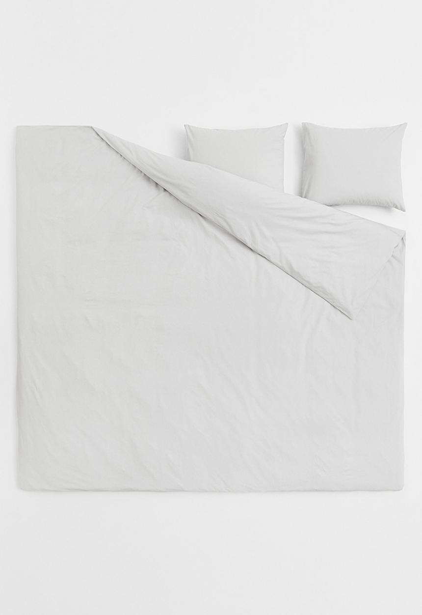 H&M - Cotton double/king duvet cover set - grey
