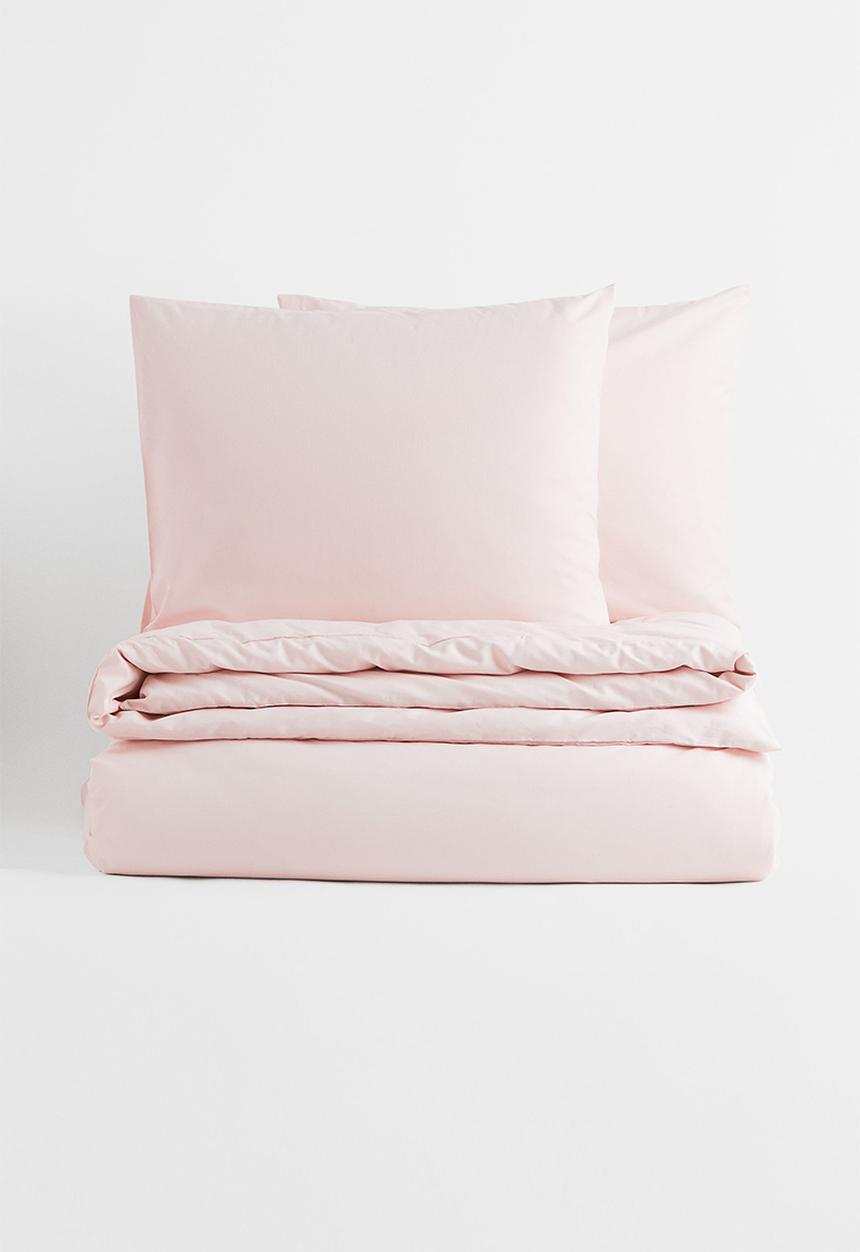 H&M - Cotton double/king duvet cover set - pink