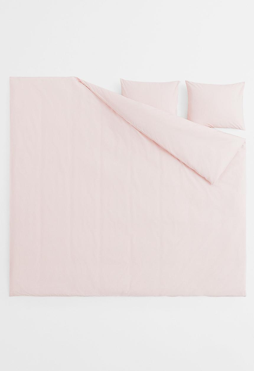 H&M - Cotton double/king duvet cover set - pink