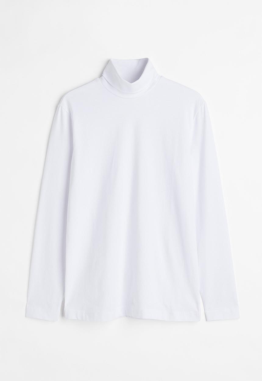 H&M - Slim fit cotton polo-neck top - white