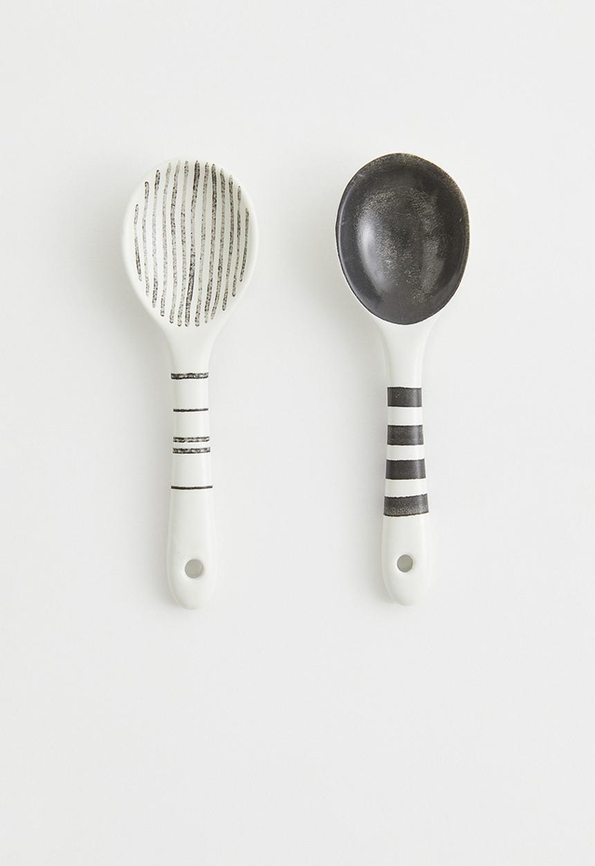 H&M - 2-pack porcelain spoons - multi/white