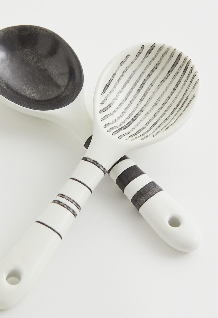 H&M - 2-pack porcelain spoons - multi/white