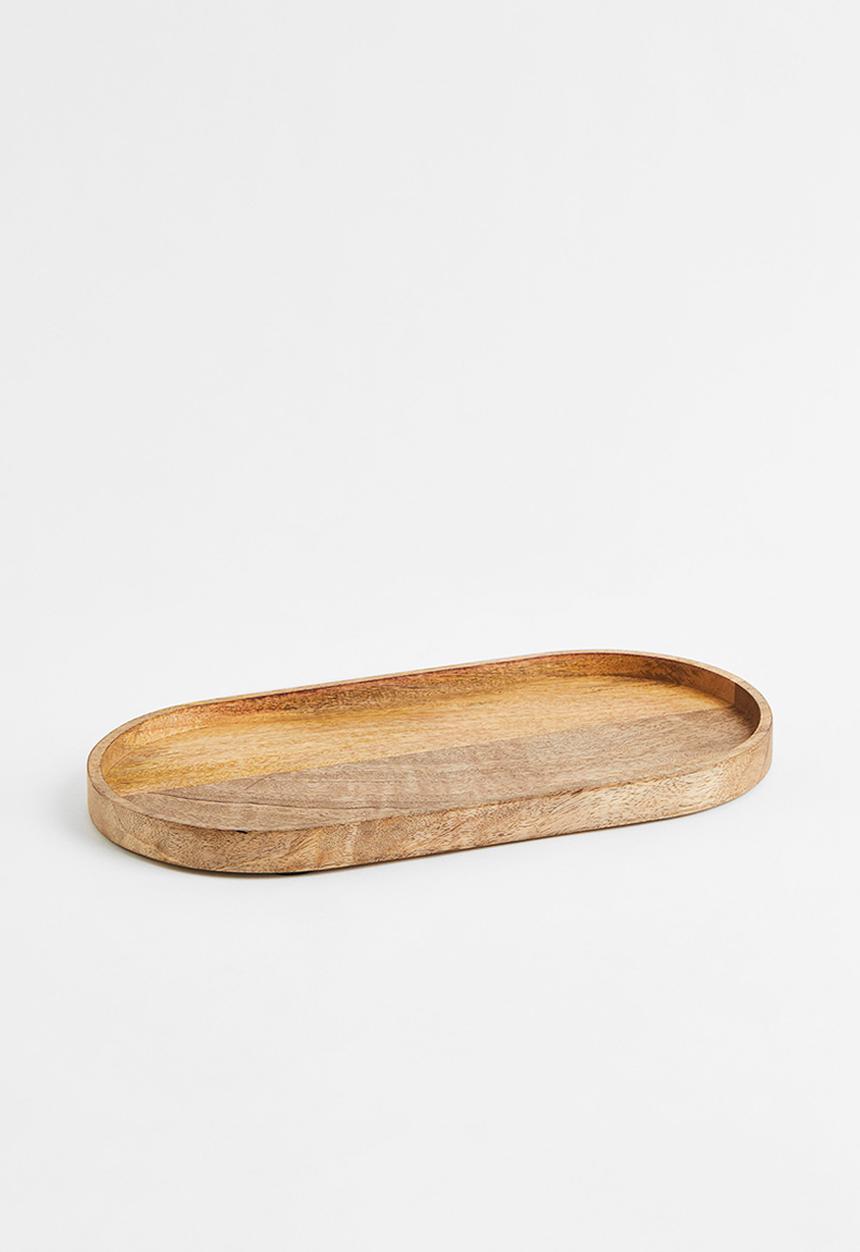H&M - Oval wooden tray - beige