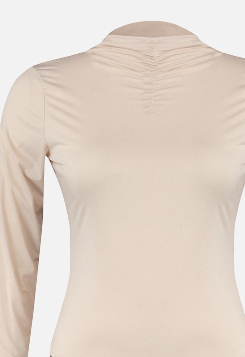 Trendyol - Plus ruche detail bodysuit  - beige