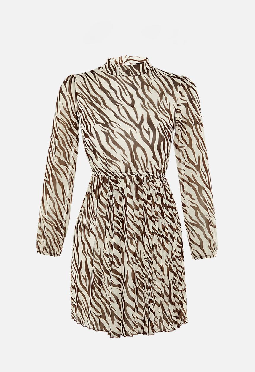 Trendyol - Pleated mini dress - brown