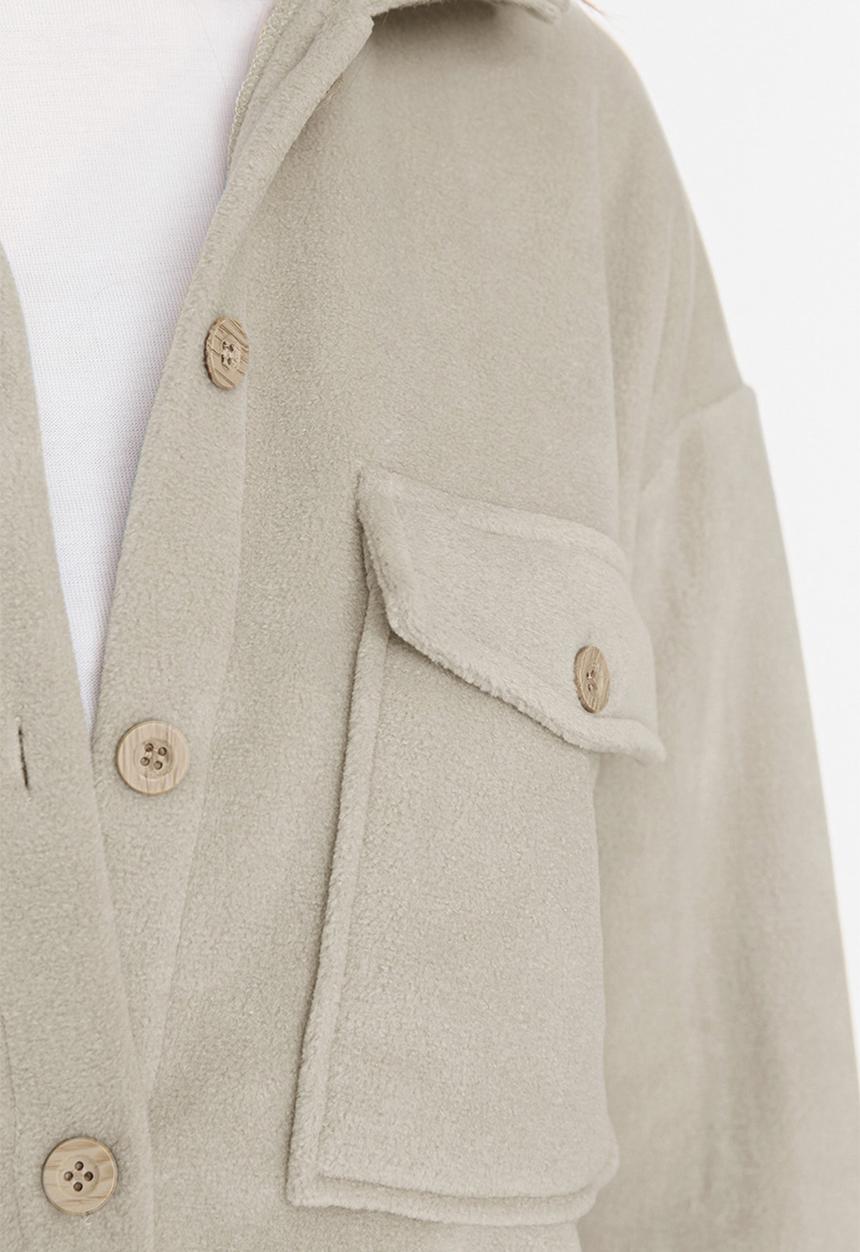 Trendyol - Thick fleece jacket - beige