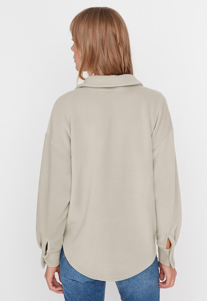 Trendyol - Thick fleece jacket - beige