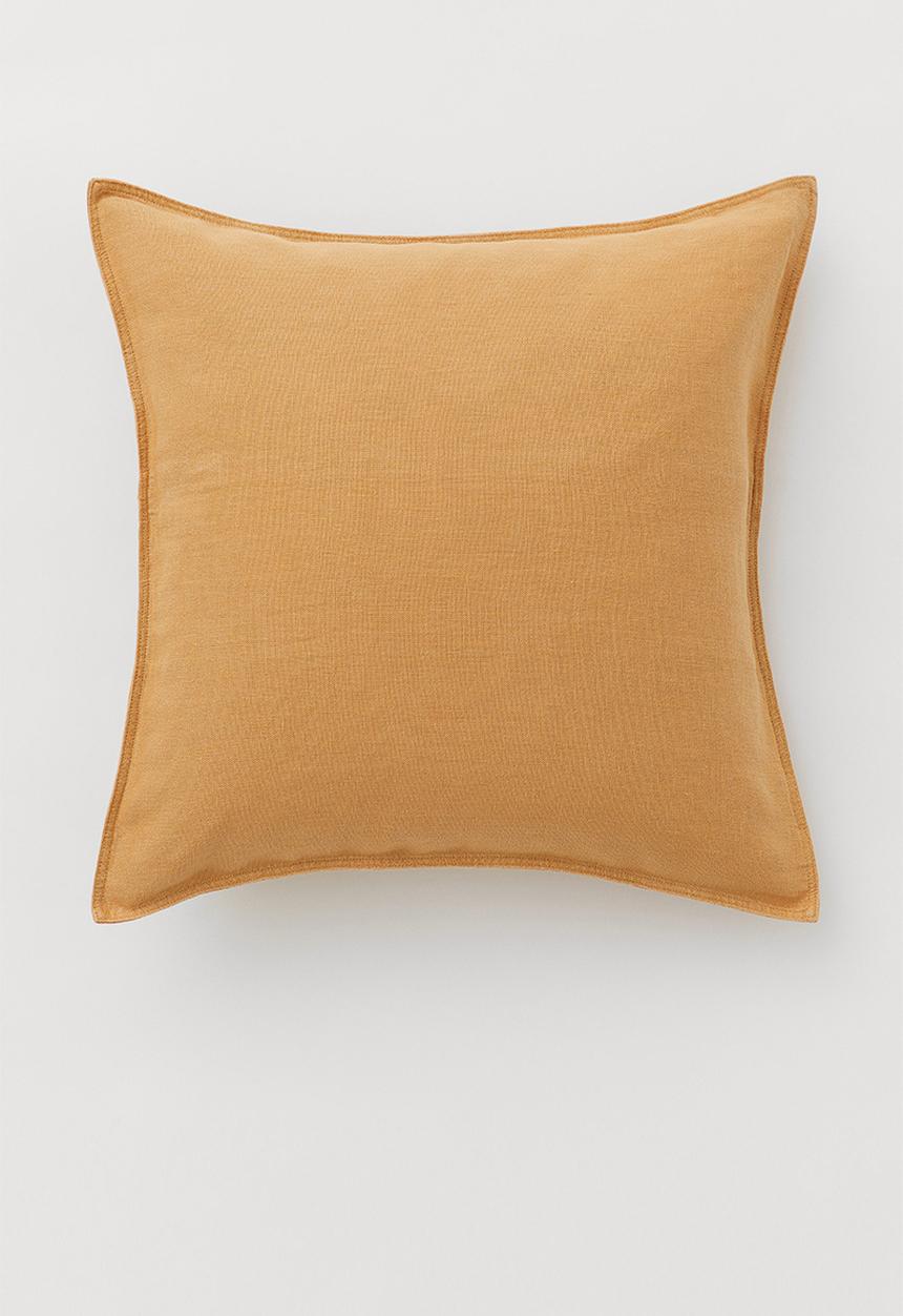 H&M - Washed linen cushion cover - yellow