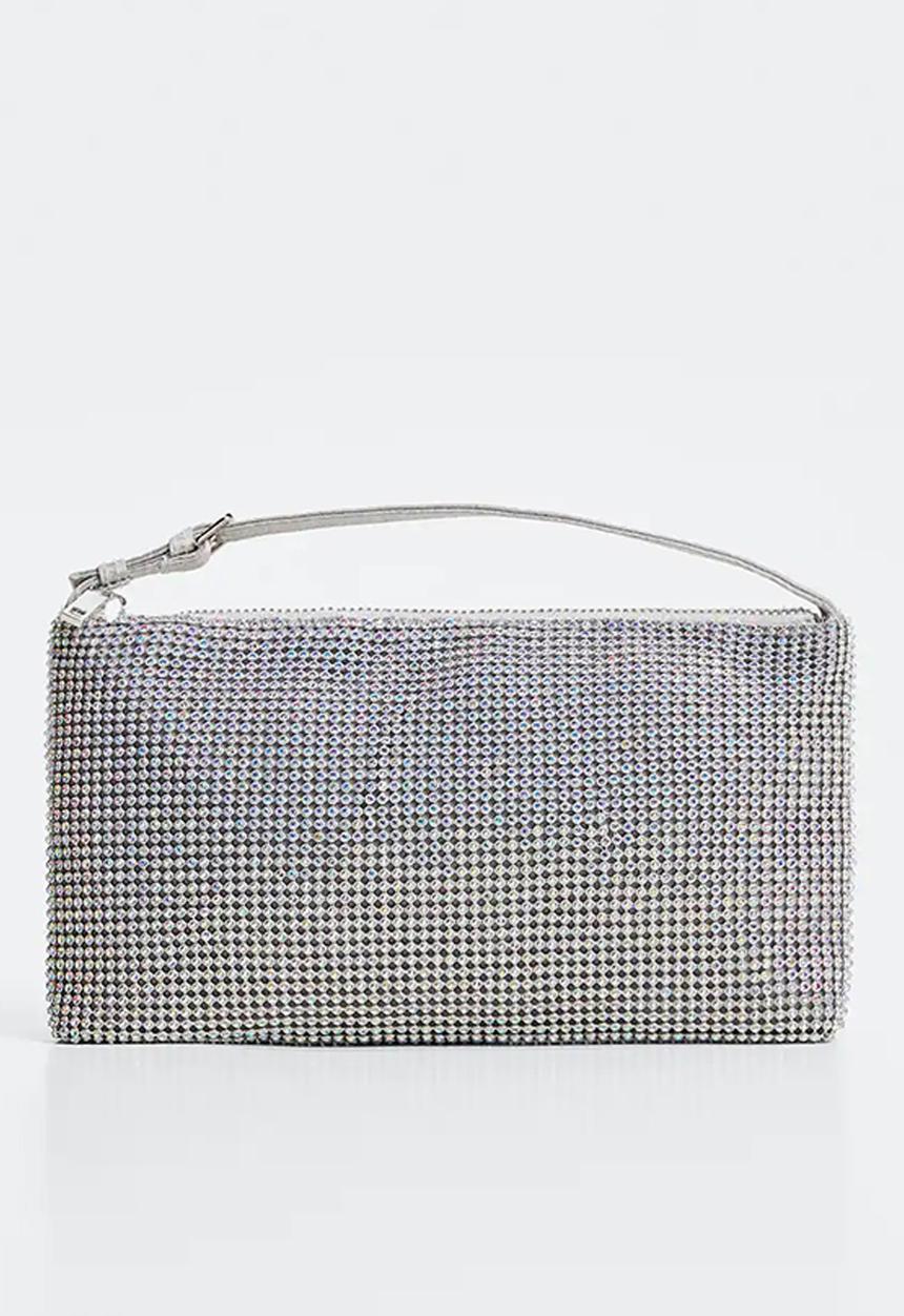 MANGO - Bag strass - silver