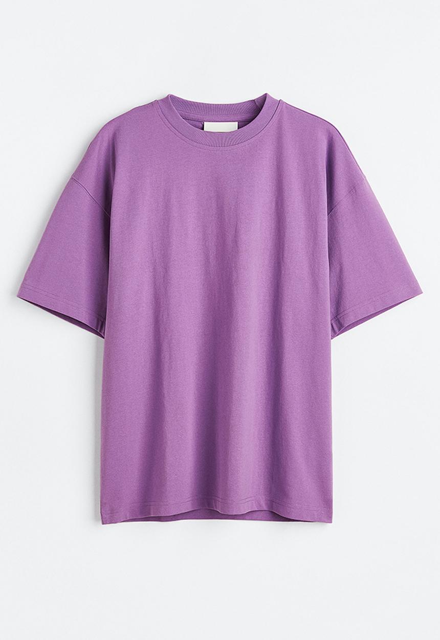 H&M - Oversized fit cotton T-shirt - deep lilac 