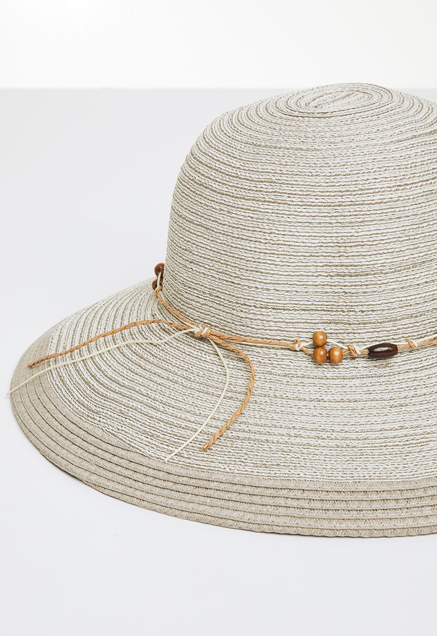 edit - Carla straw hat - light grey