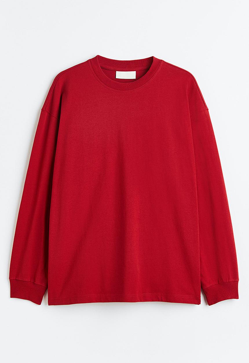 H&M - Oversized fit cotton top - crimson red