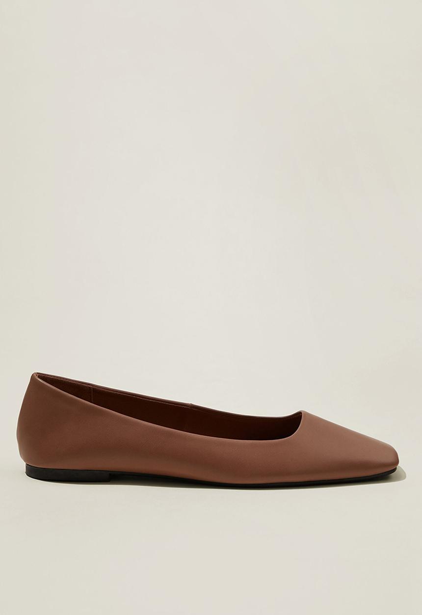 Cotton On - Square toe ballet - cool brown vegan leather