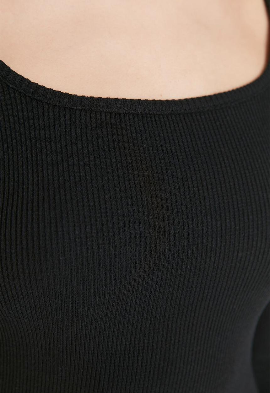 Trendyol - Square neck bodycon knit dress - black