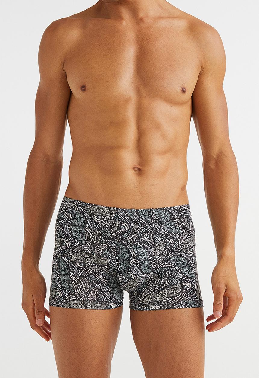 H&M - 3 Pack short cotton trunks - dark grey/paisley-patterned