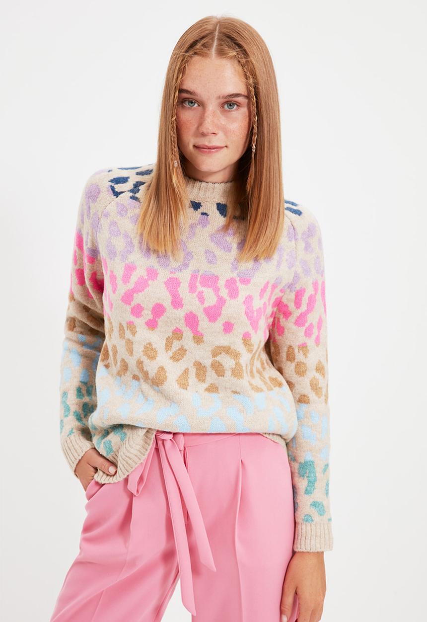 Trendyol - Crew collar knit sweater - stone