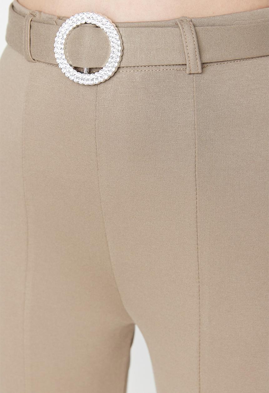 Trendyol - Belted slit knit trousers - mink