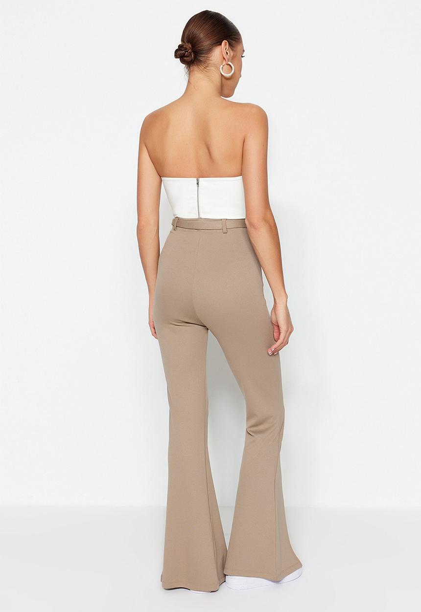 Trendyol - Belted slit knit trousers - mink
