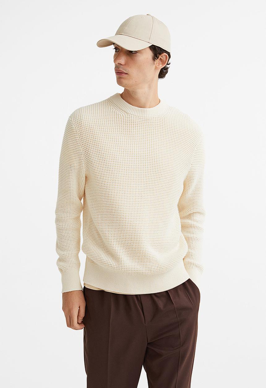H&M - Regular fit waffle-knit jumper - cream