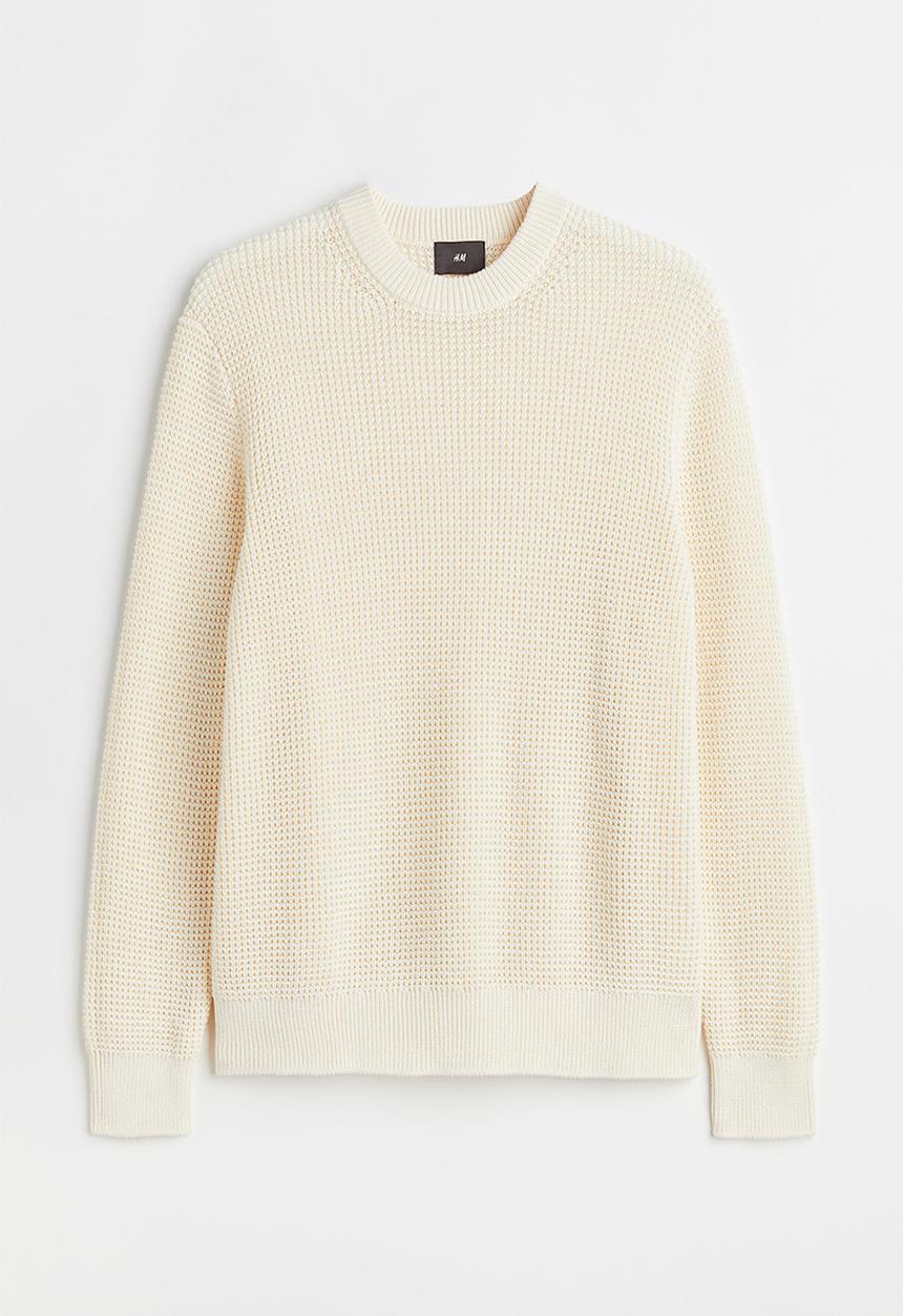 H&M - Regular fit waffle-knit jumper - cream