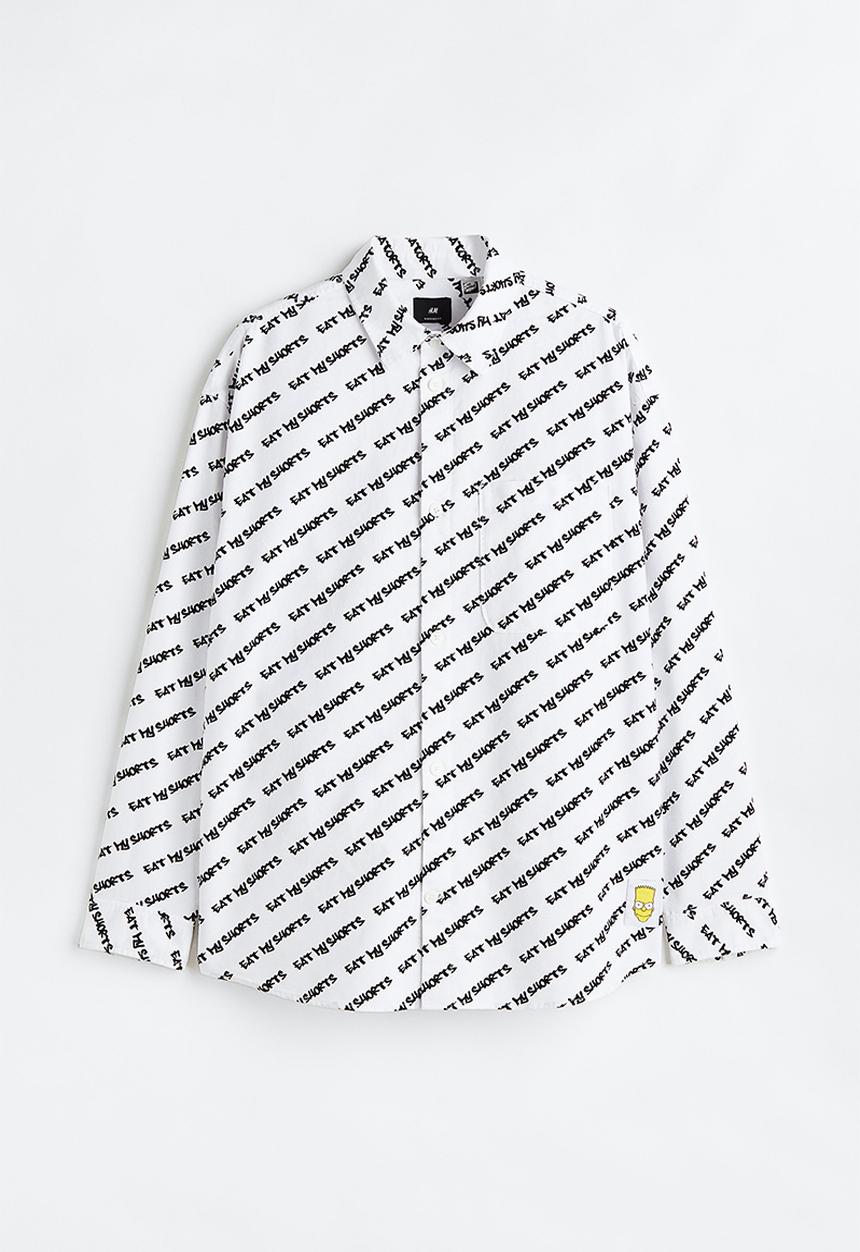 H&M - Oversized fit oxford shirt - white/the simpsons