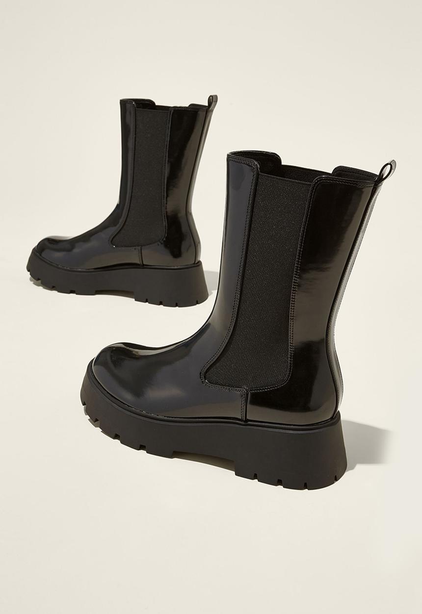 Cotton On - Avery combat chelsea boot - black smooth vegan leather