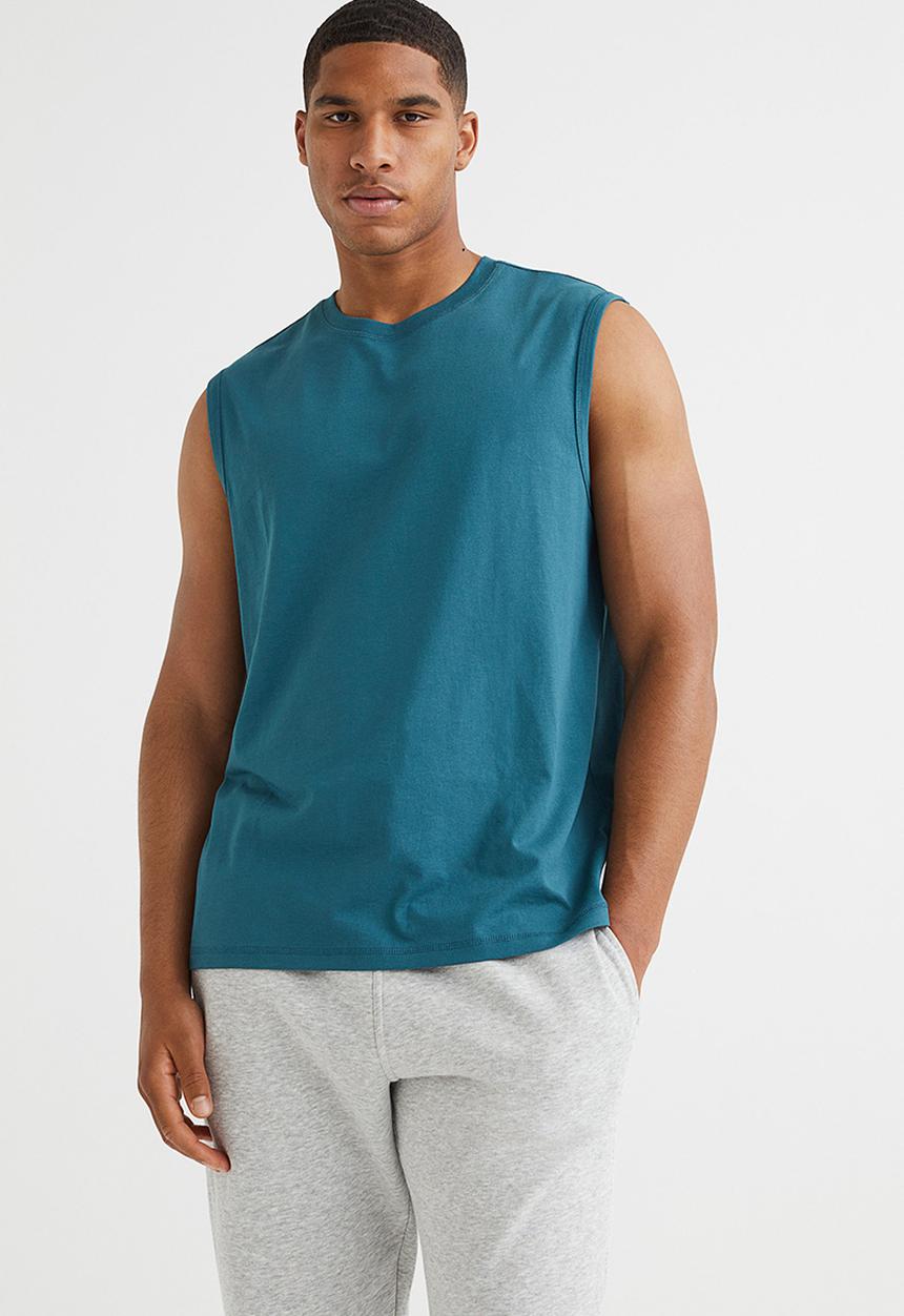 H&M - Regular fit coolmax® top - dark turquoise