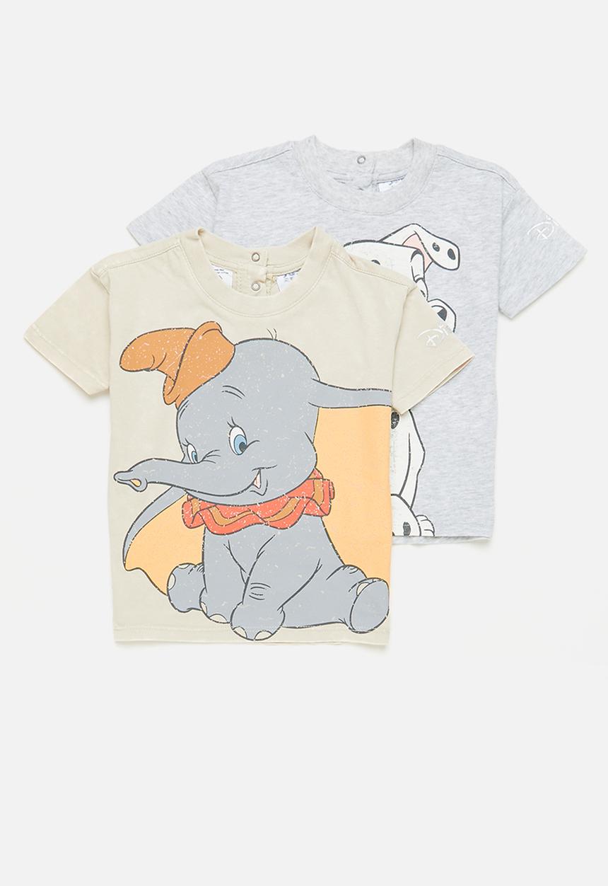 Cotton On - 2 pack andie drop shoulder tee lcn - lcn dis dumbo & dalmation
