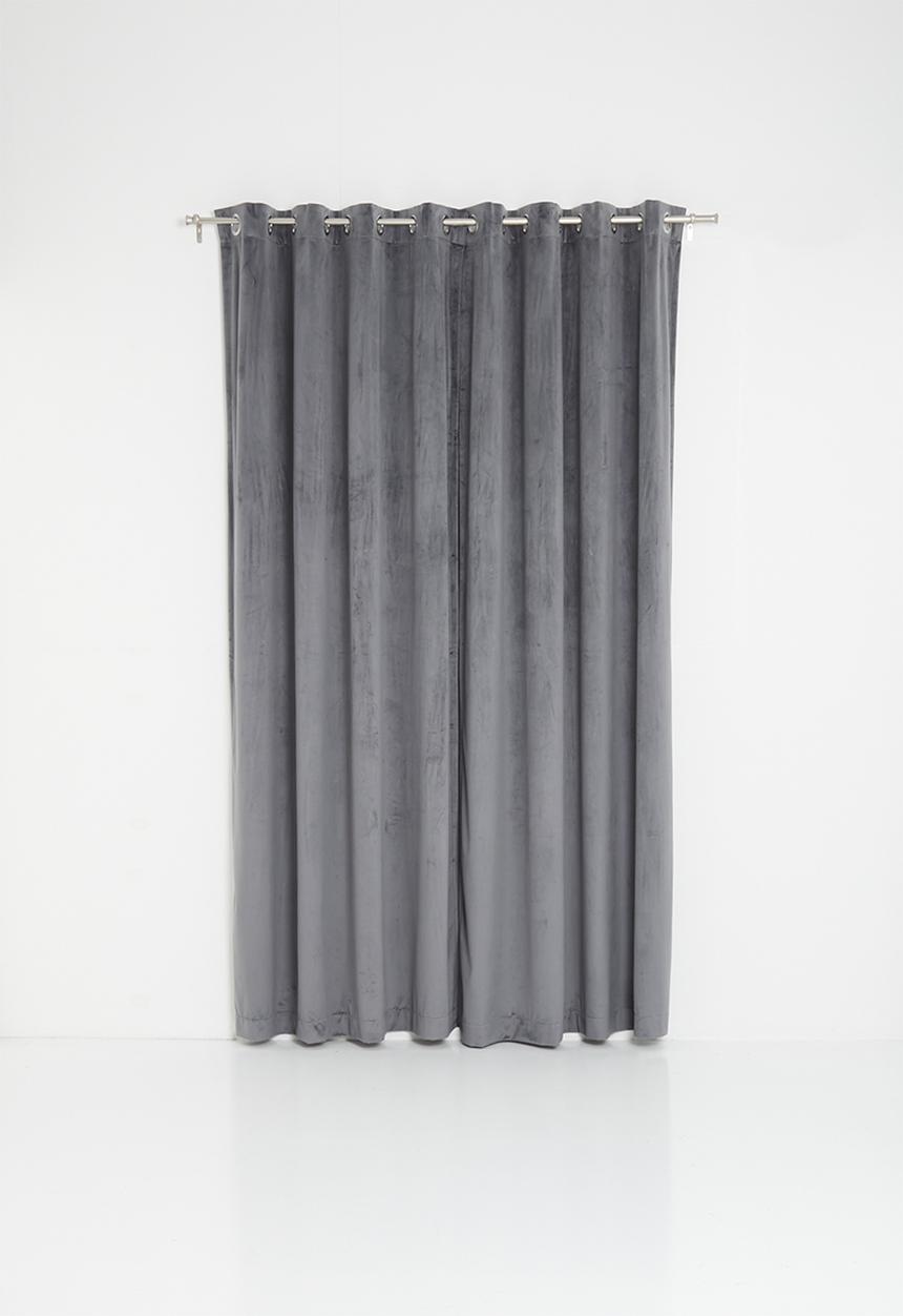 Sixth Floor - Velvet eyelet curtain 2 pack - charcoal
